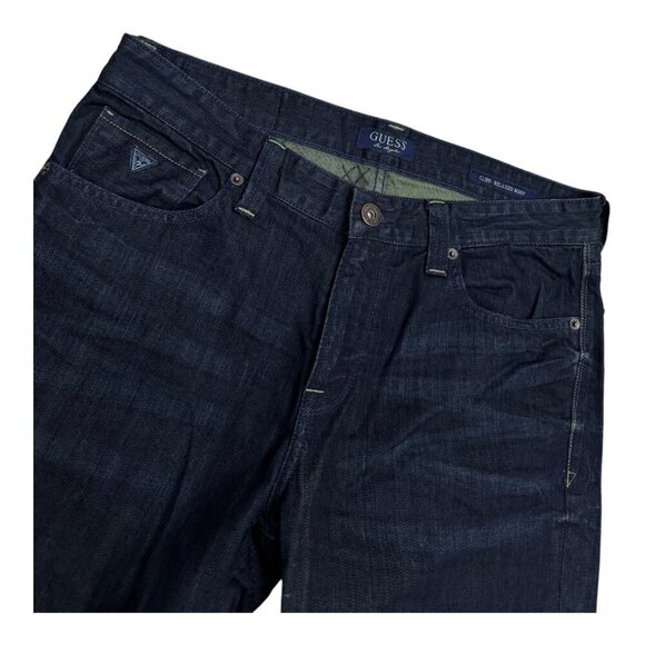 GUESS CLIFF Relaxed Bootcut Dark Wash Luxury Designer Denim Jeans Mens 33x32 - Picture 6 of 6